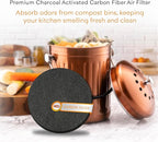 Premium Charcoal Activated Carbon Fiber Replacement Air Filter for Kitchen Compost Bin (10 Pack, Round 5.5")