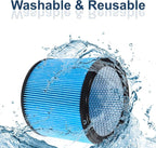 HQRP High Efficiency H13 HEPA Cartridge Filter 2-pack Replacement for Shop-vac 90340 90350 90304 90344 9034033, Fits most 4-16 Gallon Shop-Vac Wet/Dry Vacuums, Washable and Reusable, Blue