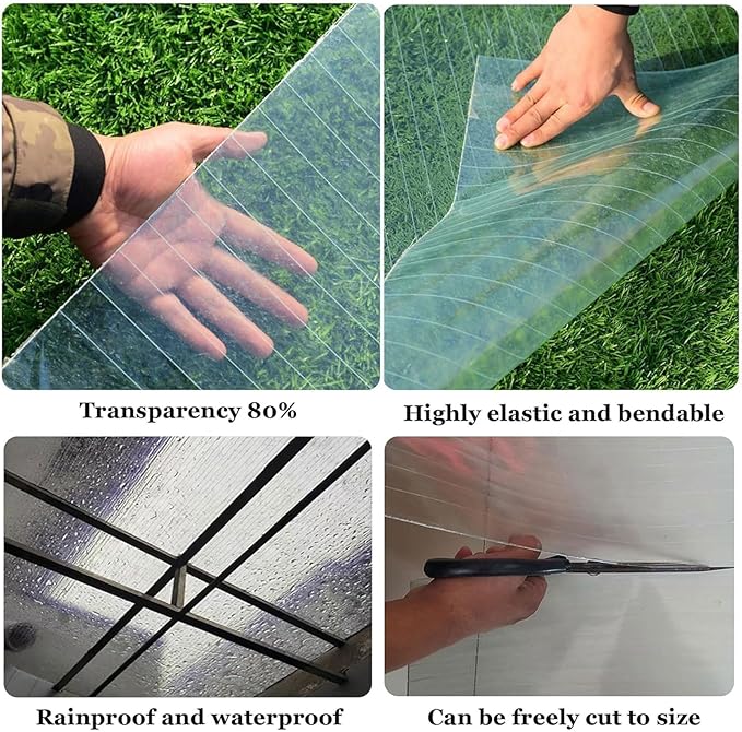 Glass Roof Pergola Polycarbonate Roofing Roll Polycarbonate Panels for Sunrooms, Open-Air Gardens, Greenhouses, Agricultural Use, Sheds(1x1m)