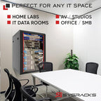 Sysracks 12U Wall Mount Server Rack Cabinet, 19” Locking Network Rack, 24” Deep, Glass Door, with Fan, PDU and Shelf