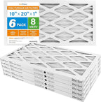 LotFancy 10x20x1 Air Filter MERV 8 6-Pack, Electrostatic Pleated Furnace & AC Filter, Captures Dust, Pet Hair, Pollen, Actual Size: 9.75"x19.75"x0.75"