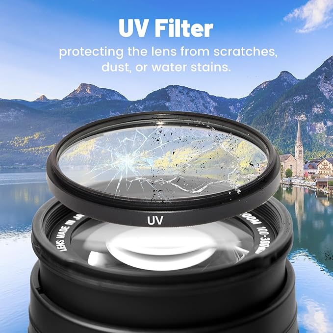 58mm Lens Filter Kit, 3 Pack Multi-Coated Optical Glass UV Block + Circular Polarizer + FLD Filter Set Aluminum Alloy Frame with Durable Storage Case for Universal Camera Lenses