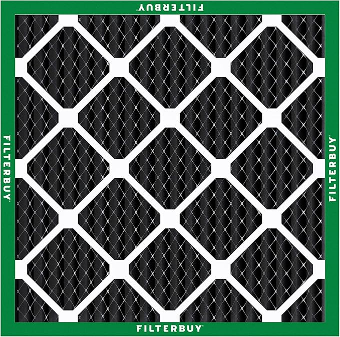 Filterbuy 14x14x1 Air Filter MERV 10 Odor & Allergy Defense with Activated Carbon (3-Pack), Electrostatic Pleated HVAC AC Furnace Filters Replacement, Made in USA (Actual Size: 13.75 x 13.75 x 0.75)