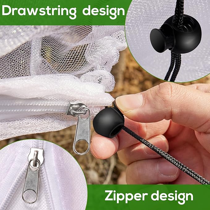 5.9 x 5.9 ft Fruit Tree Netting Cover with Zipper and Drawstring,Garden Insect Netting Plant Cover Transparent Bird Plant Barrier Flower Fruit Mesh Screen for Preventing Deer Squirrel Bug