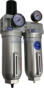 SUPER HEAVY DUTY HIGH FLOW AIR FILTRATION SYSTEM, 2 STAGE PARTICULATE FILTER PLUS OIL REMOVING COALESCING FILTER COMBINATION (3/4" NPT, AUTO DRAIN)