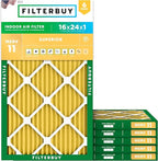 Filterbuy 16x24x1 Air Filter MERV 11 Superior Pet & Allergy Defense (6-Pack), Electrostatic Pleated HVAC AC Furnace Filters Replacement, Made in USA (Actual Size: 15.38 x 23.38 x 0.75)