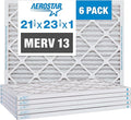 Aerostar 21.5x23.5x1 Air Filter MERV 13 (For Allergies, Dust, Lint, Mold, Pet Dander, Smoke, Smog & Bacteria) - Electrostatic MPR 1500-1900 & FPR 10 - Pleated HVAC AC Furnace Air Filters - Pack of 6