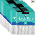 Nordic Pure 12x12x1 (Actual Size: 11 3/4 x 11 3/4 x 3/4) Pleated Air Filters MERV 14 Plus Carbon 24 Pack
