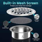 Stainless Steel Soffit Vents 6 Inch, HG Power Round Vent Cover with Screen Mesh, Louver Air Vent Hood for Wall, Ceiling Mount, Bathroom, Garage, Attic Ventilation, Silver