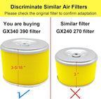 AFZE30 Air Filter Compatible with Honda GX340 GX 390 11HP 13HP Engine 17210-ZE3-505 17210-ZE3-010 Air Cleaner Lawn Mower with Spark Plug