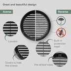 Vent Systems 6" Inch (Opening Dimensions) - Pack of 5 - Black Soffit Vent Cover - Plastic Round Air Vent Grille - Built-in Mesh Screen - HVAC Register Louver for Bathroom, Home, Kitchen