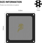 Dust Filter PC 90mm for Computer Cooler/PSU/Routers PVC 50 Mesh, Magnetic Frame PC Fan Dust Mesh Cooler Filter Dustproof Computer Fan Grills (PVC, Gentleman, 90 * 90mm, 5pcs, Black)