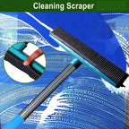 Multifunctional Broom, Telescopic Carpet Rake Rubber Pp 12.6in Brush Easy Wash Floor Carpet Broom for Pet Hair Dust Removal Tile Window Cleaner (Blue)