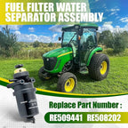 Fuel Filter Water Separator Assembly Compatible With John Deere 4120 4320 4520 4720 CT322 CT332 244J, Replacement For RE509441 RE508202