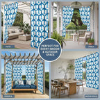 Outdoor Curtains for Patio Waterproof Weatherproof Blue Aircraft Porch Curtains for Outside Modern Abstract Art Gradient Airplane Grommet Privacy Drapes for Pergola Gazebo Cabana, 1 Panel,54W"x95"L