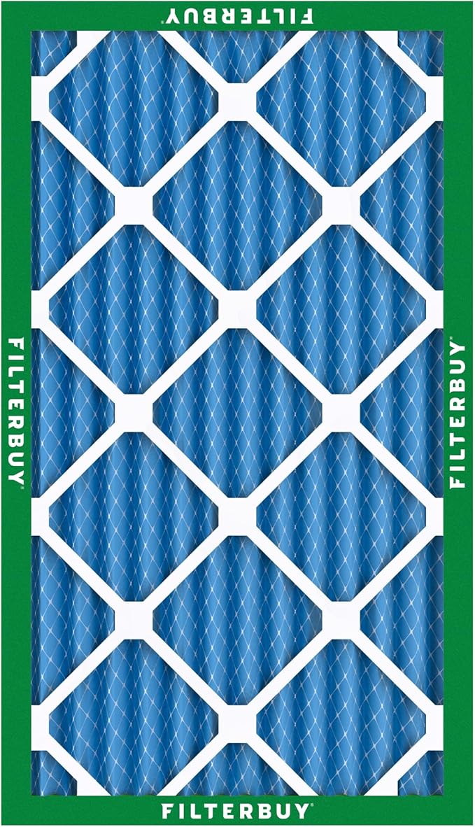 Filterbuy 12x24x2 Air Filter MERV 13 Optimal Smoke & Allergy Defense (1-Pack), Electrostatic Pleated HVAC AC Furnace Filters Replacement, Made in USA (Actual Size: 11.38 x 23.38 x 1.75)