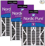 Nordic Pure 16x25x3 (Actual Size: 15 13/16 x 24 5/16 x 3) MERV 8 Plus Carbon Trion Air Bear Cub Replacement Air Filters 3 Pack