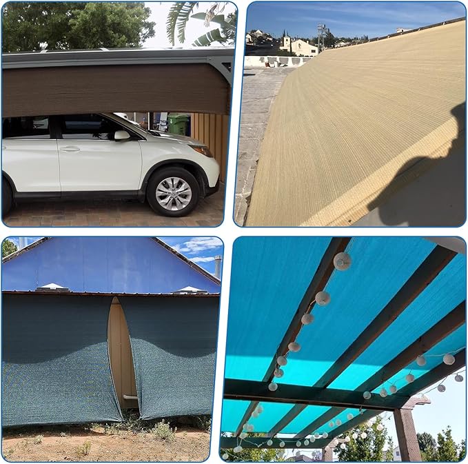 TANG Sun Shade Fabric Roll 8'x96' Shade Cloth for Garden Turquoise Green HDPE Mesh Shading Pergola Cover Replacement Canopy, 95% Blockage Sunshades for Outdoor Patio Backyard Plant