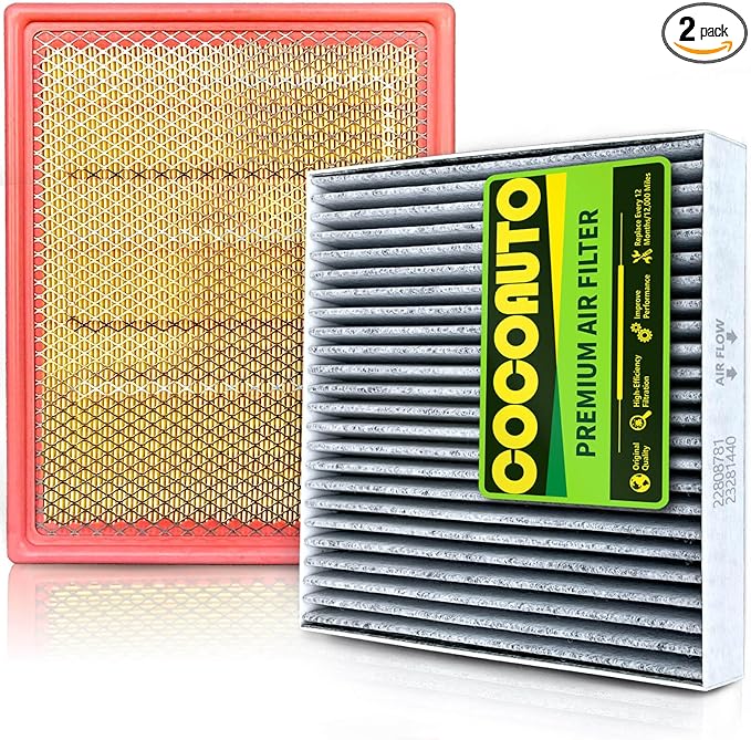Cabin & Engine Air Filter Kit for Chevy Silverado 1500 GMC Sierra 1500 (2014-2018), Suburban Tahoe Yukon (2015-2020), Sierra 2500 3500 HD (2015-2019), 22808781 & 22845992 (Not for Diesel)