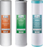 iSpring F3WGB32BM 4.5” x 20” 3-Stage Whole House Water Filter Set Replacement Pack with Sediment, CTO Carbon Block, and Iron & Manganese Reducing Cartridges Fits WGB32BM, White (Pack of 1)