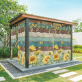 Sunflowers Outdoor Curtains for Patio Summer Floral Eucalyptus Leaves Vintage Wood Waterproof Outside Curtains with Grommet Top Weatherproof Curtain for Cabana Pergola Gazebo, 2 Pack, 54" W x 95" L