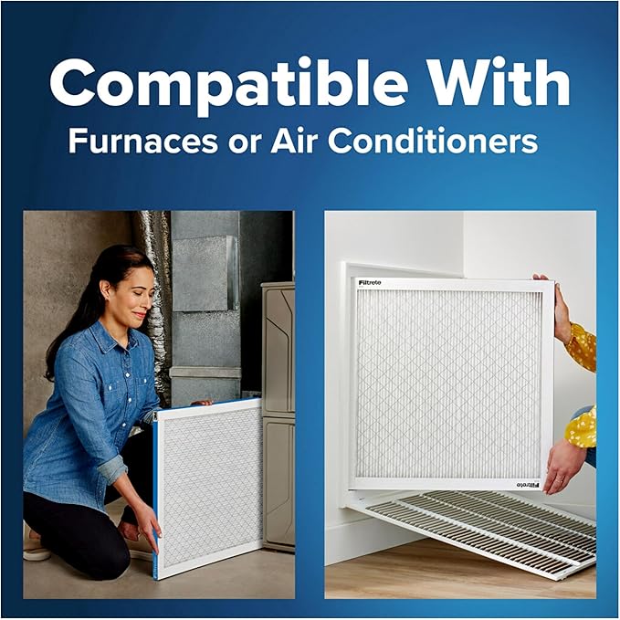 Filtrete 16x20x1 AC Furnace Air Filter, MERV 13, MPR 1900, Premium Allergen, Bacteria & Virus Filter, 3-Month Pleated 1-Inch Electrostatic Air Cleaning Filter, 4-Pack (Actual Size 15.69x19.69x0.78 in)