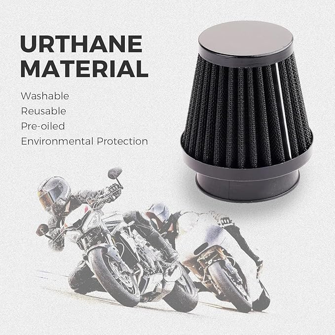 Mtsooning Motorcycle Pod Air Filter, 2.36" Round Tapered Intake Cleaner, Inlet Truck Cold Cone Replacement for Honda Kawasaki Suzuki ATV Kart Dirt Pit Bike