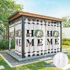 Summer Outdoor Curtains for Patio Leaves Garland Plumeria Wood Buffalo Plaid Waterproof Outside Curtains with Grommet Top Weatherproof Curtain for Cabana Pergola Gazebo, 2 Pack, 54" W x 84" L