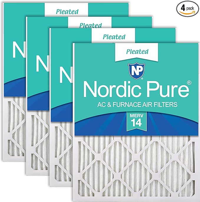 Nordic Pure 14x30x1 (Actual Size: 13 15/16 x 29 15/16 x 3/4) Pleated MERV 14 Air Filters 4 Pack
