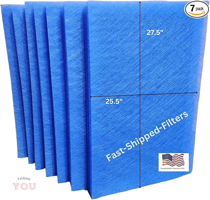 Fast-Shipped-Filters 7 Pack Replacement Filter Pads Compatible with MicroPower Guard One Hour Air Cleaner Refill Blue (7, Blue, 28x30)