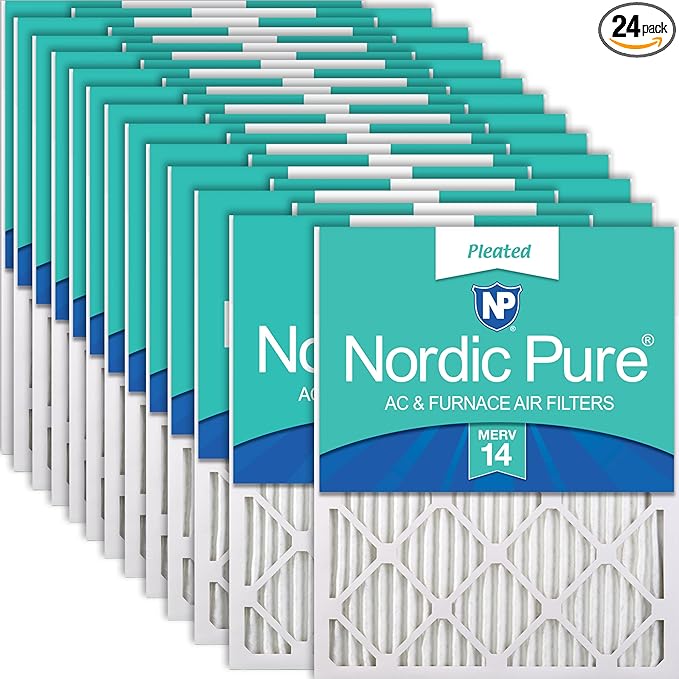 Nordic Pure 20x20x1 (Actual Size: 19 1/2 x 19 1/2 x 3/4) Pleated MERV 14 Air Filters 24 Pack