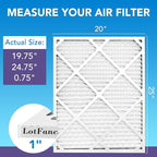 LotFancy 20x25x1 Air Filter MERV 11 4-Pack, Electrostatic Pleated AC Furnace Air Filter, Captures Dust, Smog & Pet Dander, Actual Size: 19.75"x23.75"x0.75"