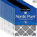 Nordic Pure 20x25x1 (19 1/2 x 24 1/2 x 3/4) Furnace Air Filters MERV 12 Pleated Plus Carbon 12 Pack