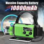 Hand Crank Emergency Radio, 10000mAh Solar Powered NOAA/AM/FM Weather Radio with Multi-Function LED Flashlight and Cell Phone Charger for Indoor/Outdoor Emergencies