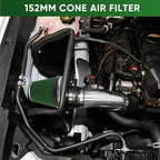 6" 152mm Cold Air Intake Filter Clamp-On Replacement High Flow Inlet Air Filter High Performance Washable Cone Filter 7" Tall Green
