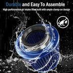 Universal Clamp-On Air Intake Filter, High Performance, Washable Filter, Replacement Air Filter, Flange Diameter 4inch/100mm (Blue)