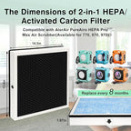 2-in-1 HEPA/Activated Carbon Filter Replacement for AlorAir PureAiro HEPA Pro/Max Air Scrubber 770/870/970 (2 Pcs)