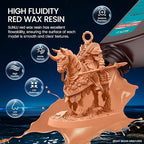 SUNLU 10K Red Wax 3D Printer Resin, High Precision 405nm UV-Curing Resin with Delicate Texture for MSLA/DLP/LCD 3D Printing, 2000g Red Wax Resin