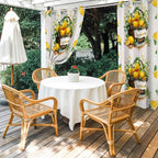 Lemon Outdoor Curtains for Patio Lemons Baskets Summer Tropical Plant Wood Waterproof Outside Curtains with Grommet Top Weatherproof Curtain for Cabana Pergola Gazebo, 1 Panel, 54" W x 84" L