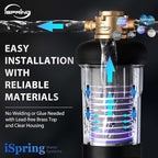 iSpring WSP50J Reusable Whole House Spin-Down Sediment Water Filter, Upgraded Jumbo Size, Large Capacity, 50-Micron Flushable Prefilter Filtration, 1" MNPT + 3/4" FNPT, Lead-Free Brass