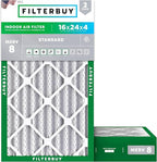 Filterbuy 16x24x4 Air Filter MERV 8 Essential Dust & Allergy Defense (2-Pack), Electrostatic Pleated HVAC AC Furnace Filters Replacement, Made in USA (Actual Size: 15.38 x 23.38 x 3.63)