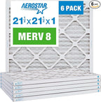 Aerostar 21.5x21.5x1 MERV 8-6 Count - High Efficiency Pleated HVAC, Furnace & Air Conditioner Filters - Removes Dust, Lint, Mold & Allergy-Causing Pollen