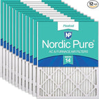 Nordic Pure 20x25x1 (19 1/2 x 24 1/2 x 3/4) Pleated MERV 14 Air Filters 12 Pack