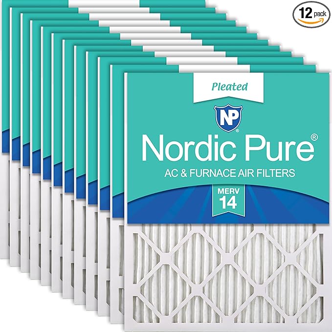 Nordic Pure 18x24x1 (Actual Size: 17 1/2 x 23 1/2 x 3/4) Pleated MERV 14 Air Filters 12 Pack