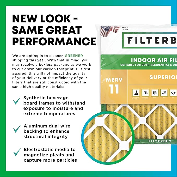 Filterbuy 12x18x1 Air Filter MERV 11 Superior Pet & Allergy Defense (1-Pack), Electrostatic Pleated HVAC AC Furnace Filters Replacement, Made in USA (Actual Size: 11.50 x 17.50 x 0.75)