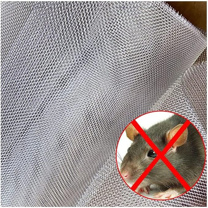 Stainless Steel Woven Wire Mesh Stainless Steel Wire Metal Mesh Sheets, 8 Mesh Steel Woven Mesh Rodent Proof Garden Insect Screen Heat-Resistant Metal Filter Screen Sheet (Silver 1