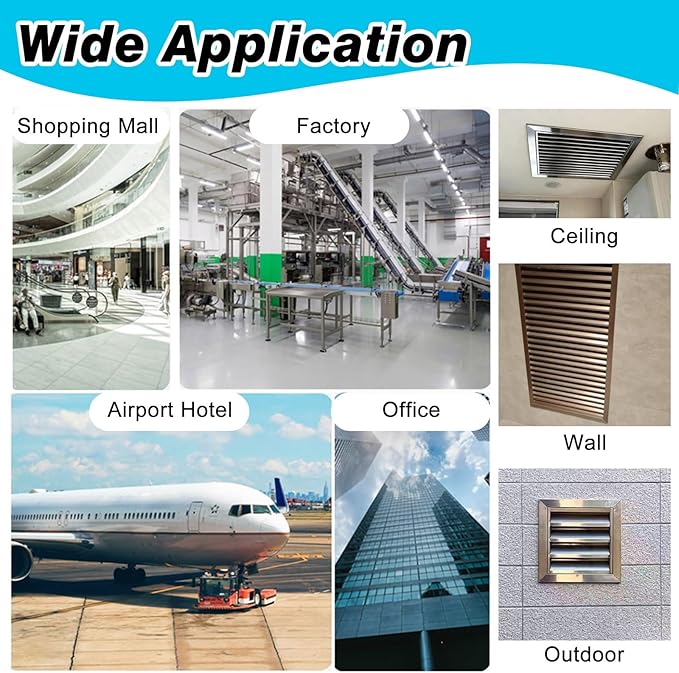 Square Stainless Steel Vent Grille with Removable Filter Mesh, Weatherproof Louver Air Return Vent Cover for Home/Shed/Garage/Roof(18x18in/46x46cm)