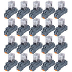 20PCS Electromagnetic Power Relay, 8-Pin 10 AMP 24V AC Relay Coil with Socket Base, LED Indicator, DPDT 2NO 2NC - MY2NJ [Applicable for DIN Rail System]