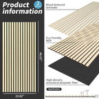 Wood Slat Wall Panel, 48'' x 24'' Wood Panels for Wall, 3D Soundproof Wall Panels, Large Acoustic Panels for Interior Ceiling and Wall Decor Noise Reduction, 2 Pack, Oak