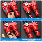 TAILONZ PNEUMATIC 1 Inch NPT Air Filter Pressure Regulator Water/Oil Trap Separator Combo(0-150PSI),Air Tool Compressor Filter with Gauge AC5010-10M(Manual Drainage)
